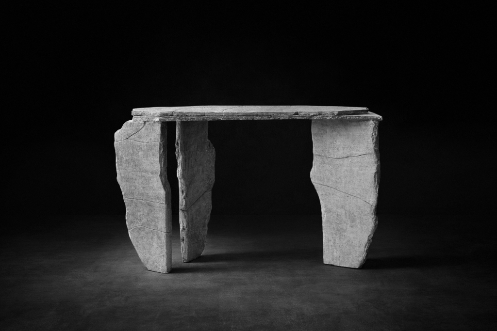 Monumental stone sculptural table by Isac Elam Kaid